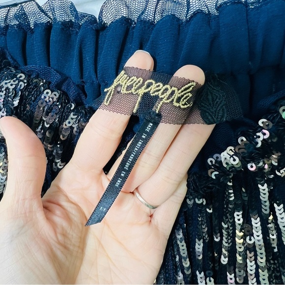 Free People NWT Emilia Sequin Dress Blue Medium - Picture 13 of 15